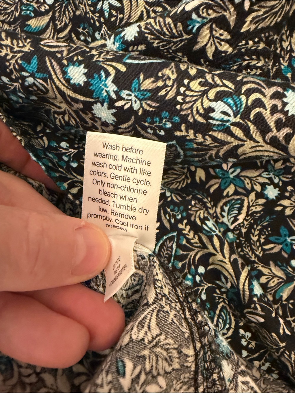 croft & barrow Black shirt with Teal Floral Print - Picture 5 of 6